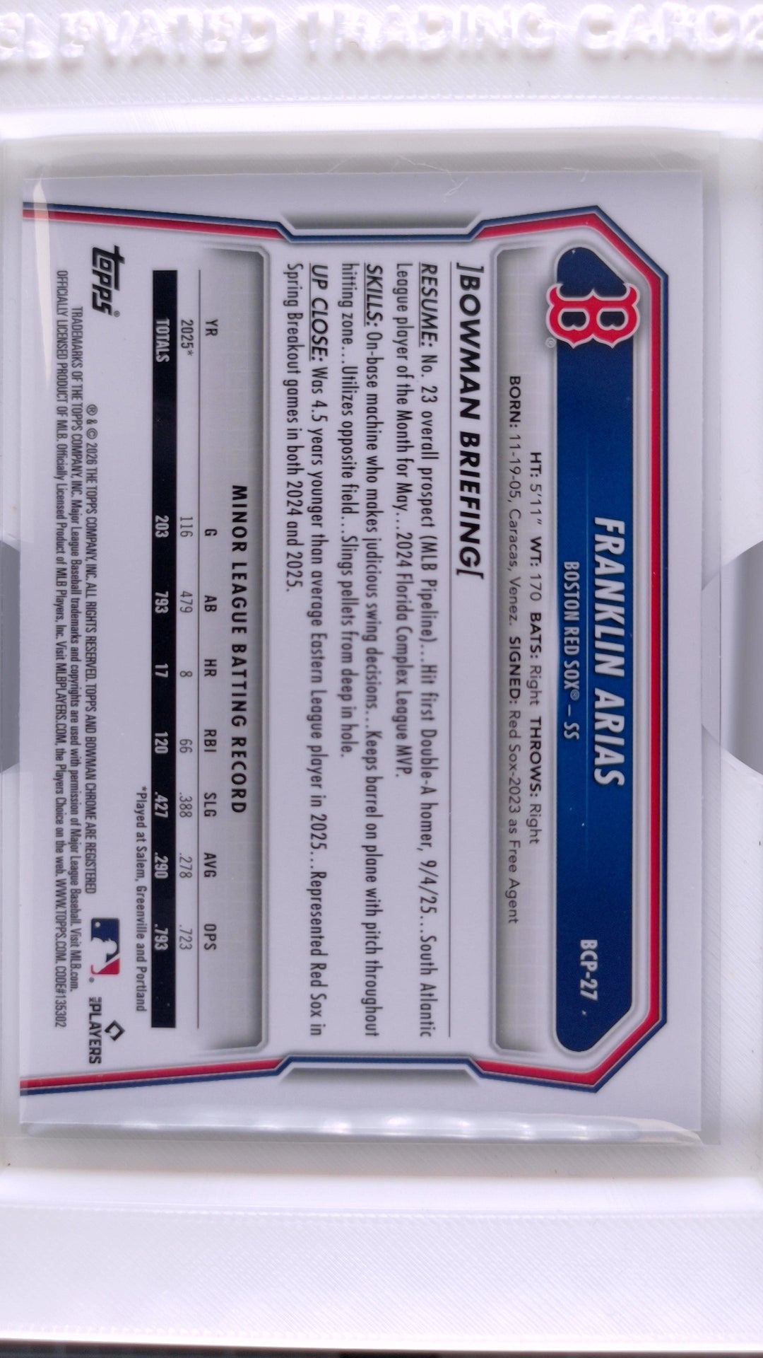 2026 Bowman Baseball Franklin Arias 