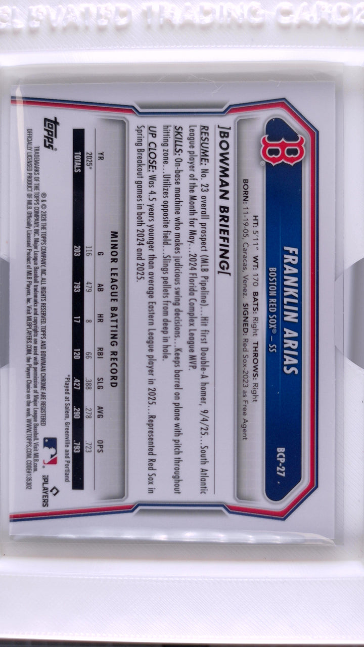 2026 Bowman Baseball Franklin Arias 