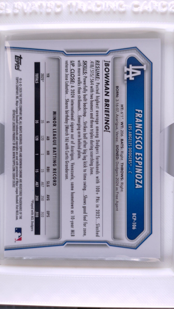 2026 Bowman Baseball Francisco Espinoza 