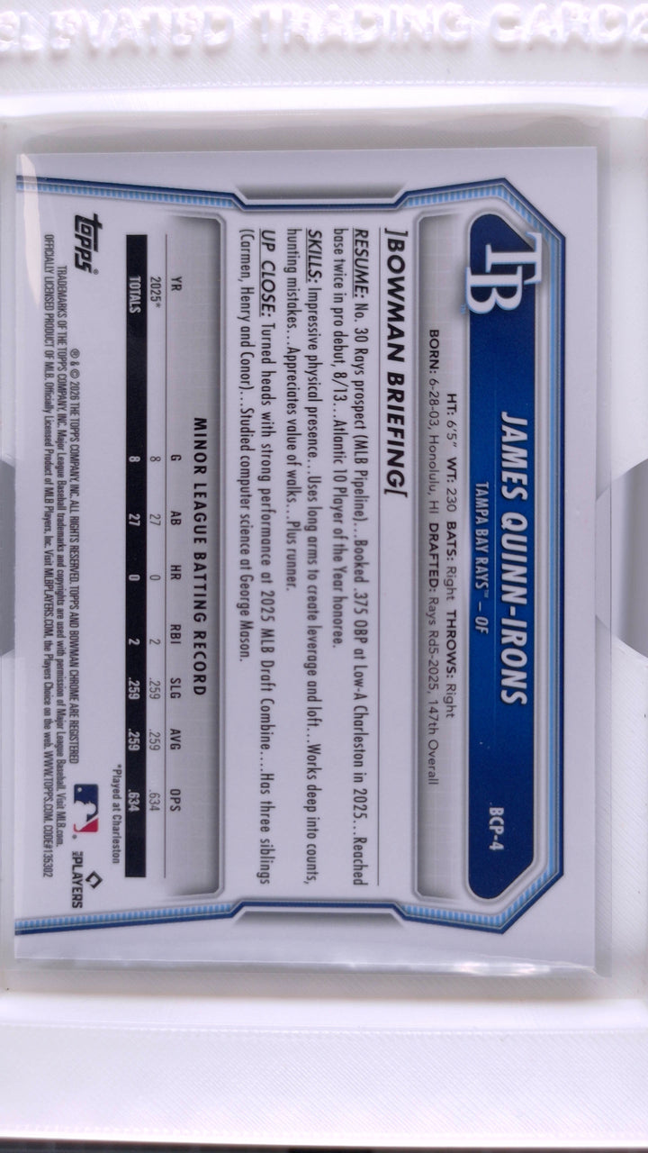 2026 Bowman Baseball James Quinn-Irons 