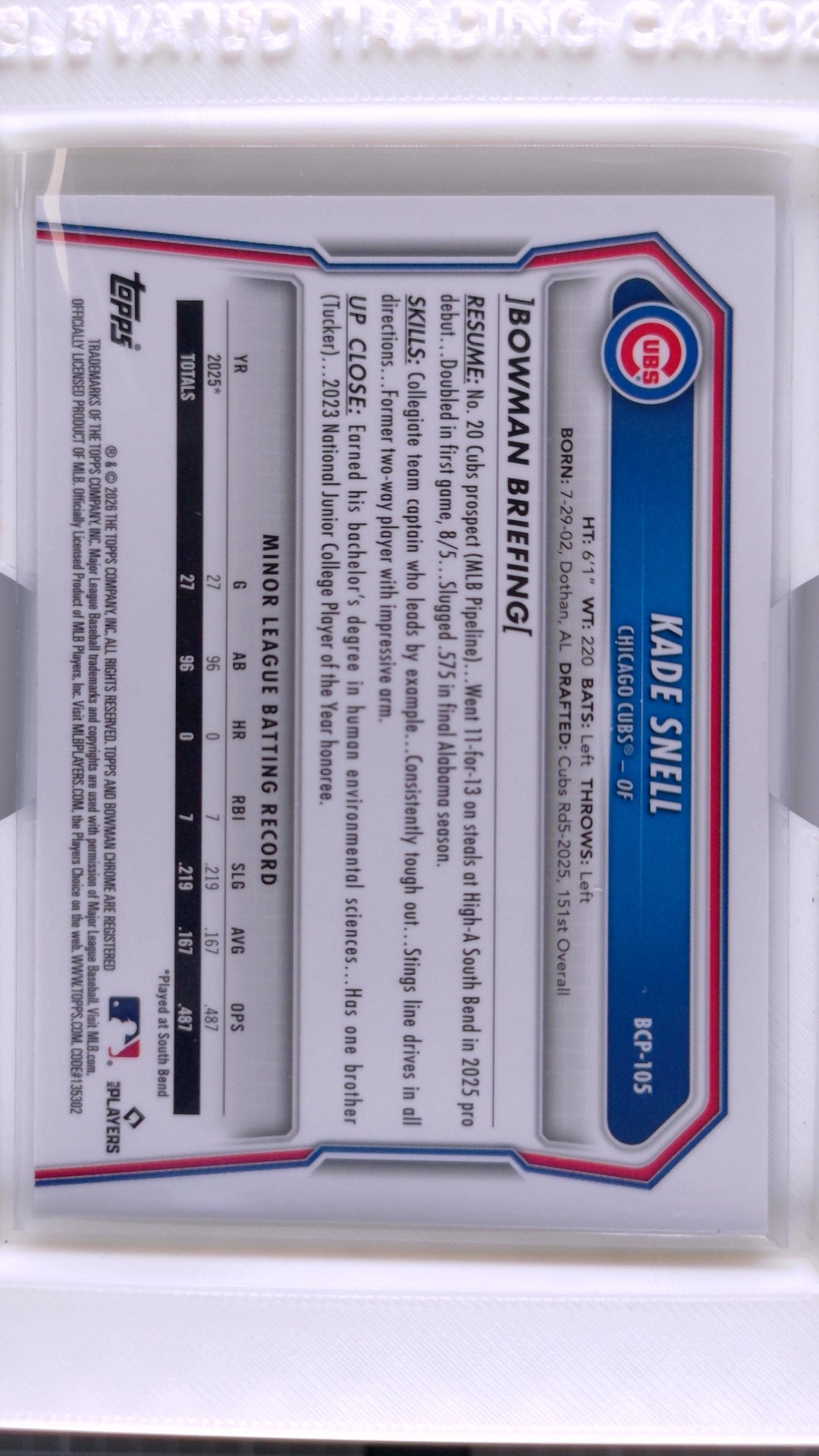 2026 Bowman Baseball Kade Snell 