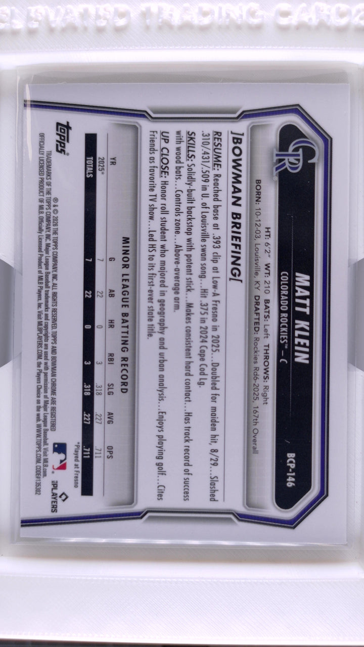 2026 Bowman Baseball Matt Klein 
