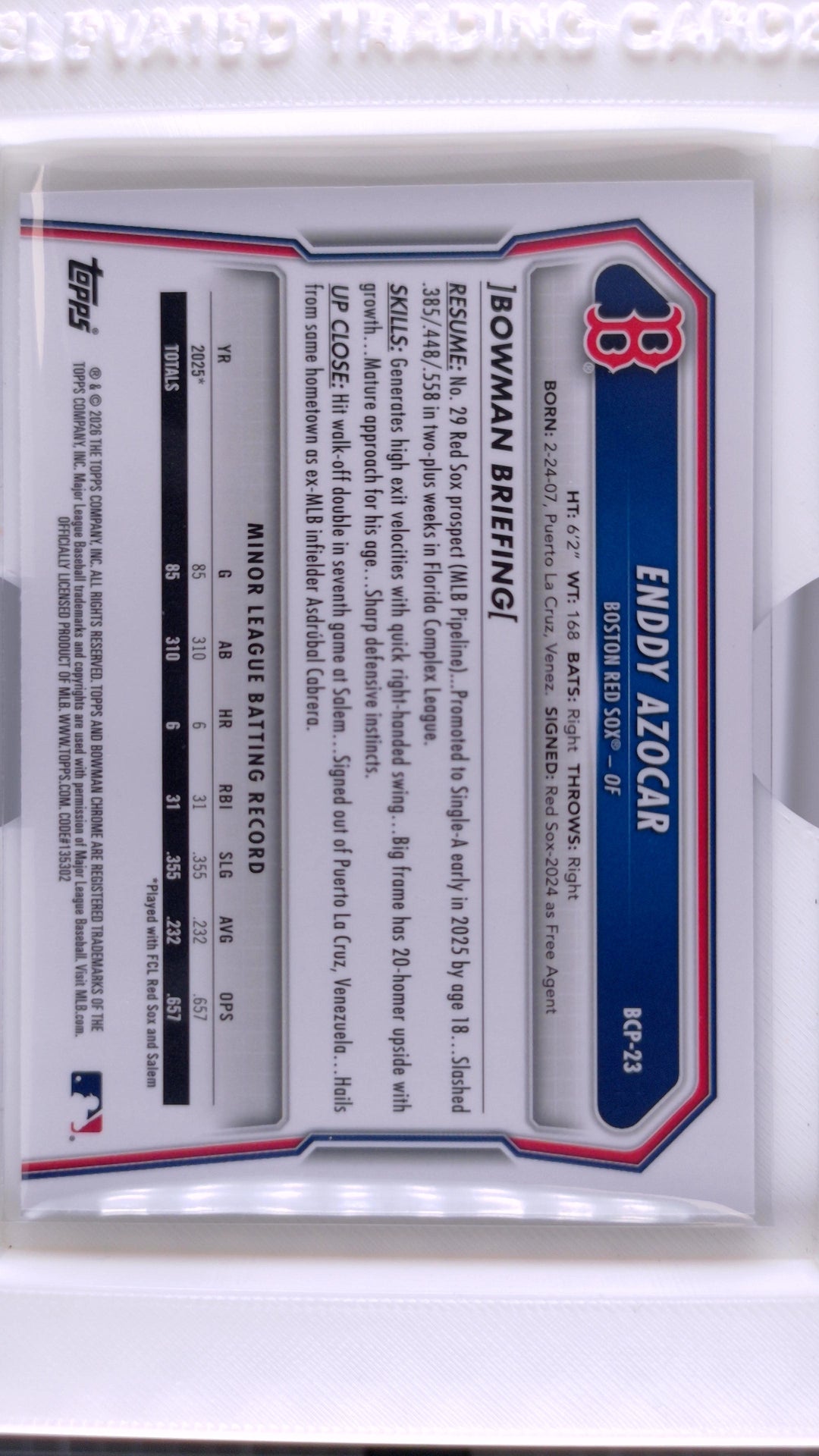 2026 Bowman Baseball Enddy Azocar 