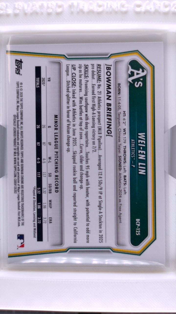2026 Bowman Baseball Wei-En Lin 