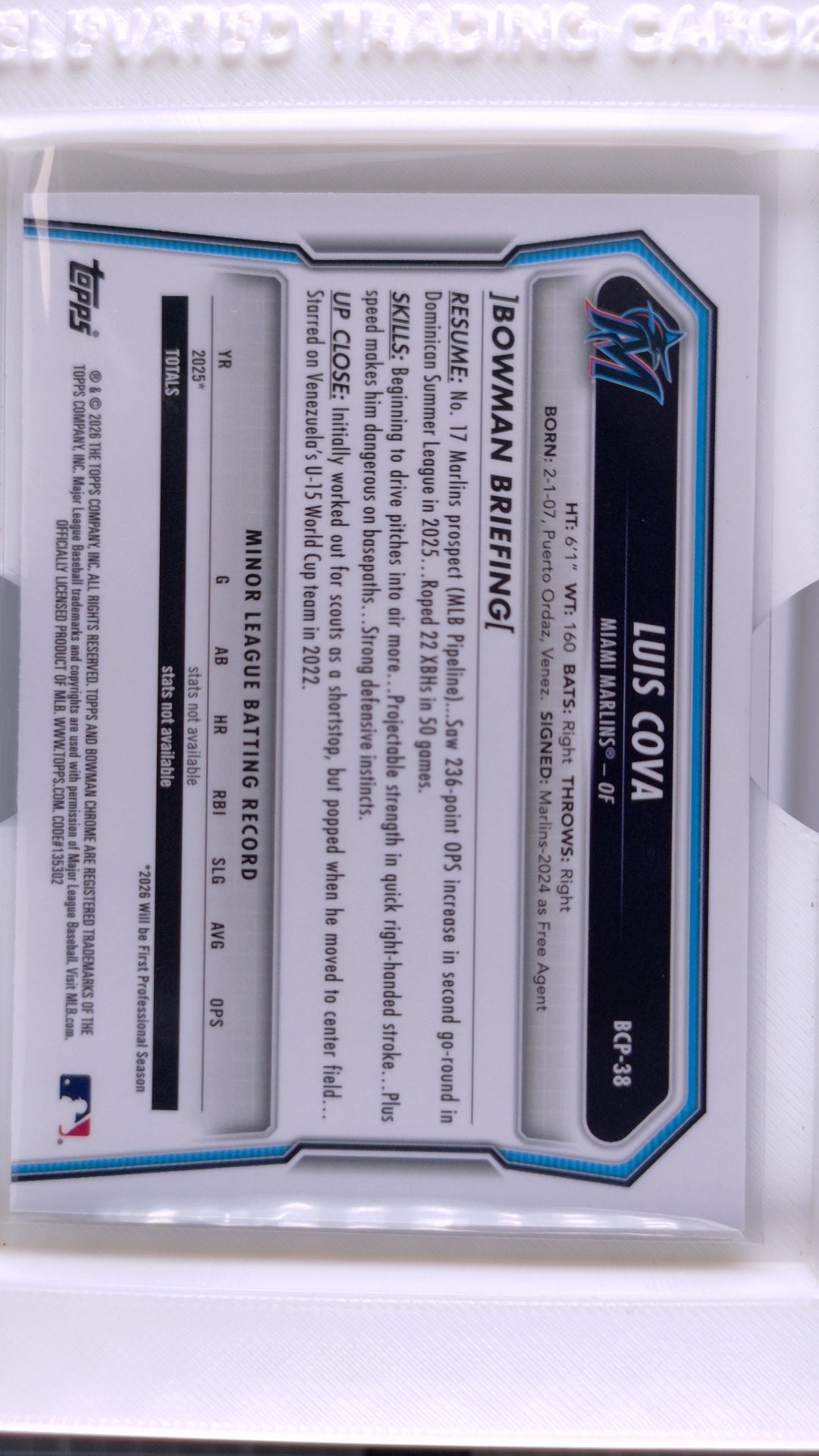 2026 Bowman Baseball Luis Cova 