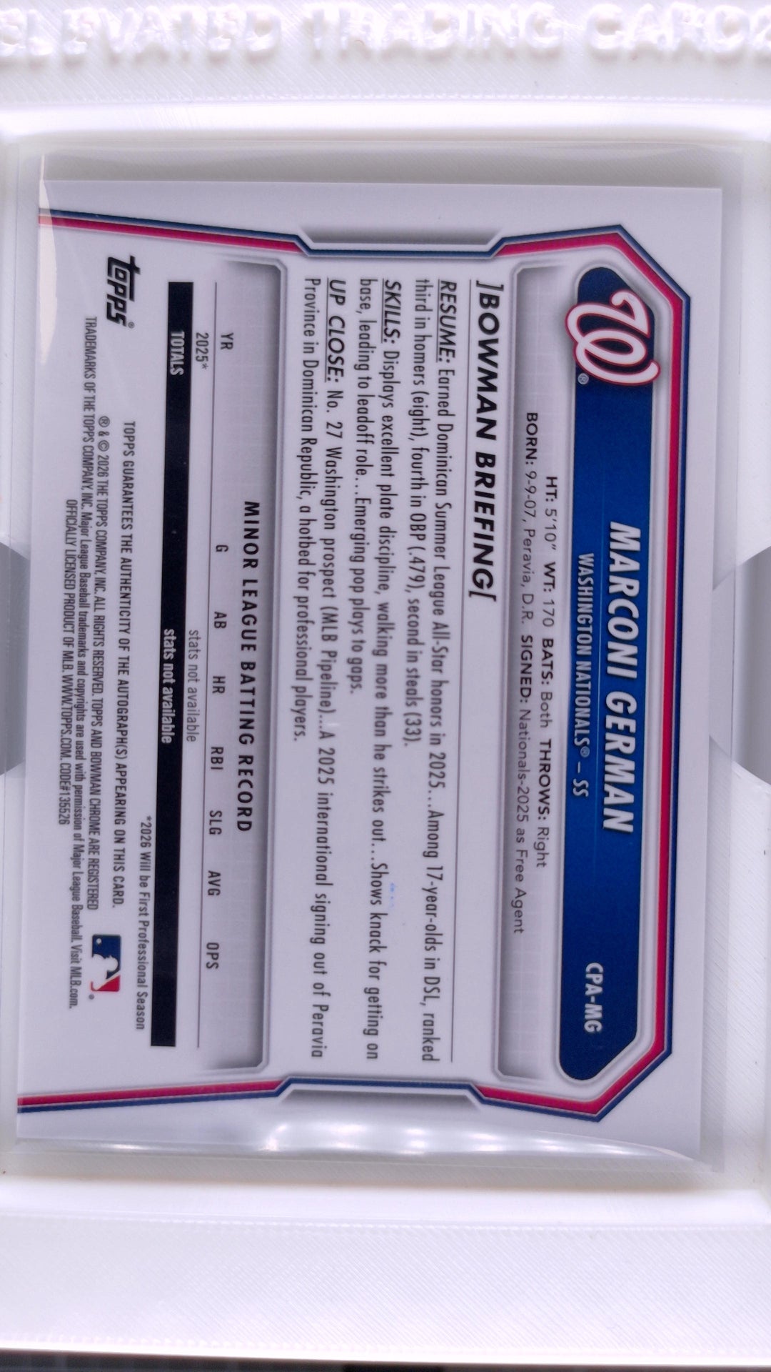 2026 Bowman Baseball Marconi German 
