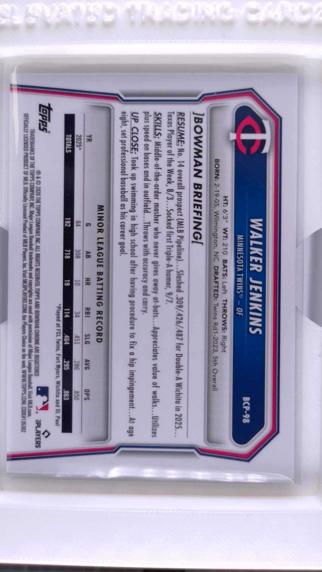 2026 Bowman Baseball Walker Jenkins 