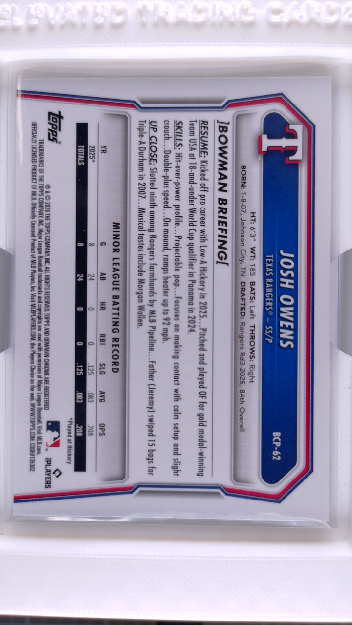 2026 Bowman Baseball Josh Owens 