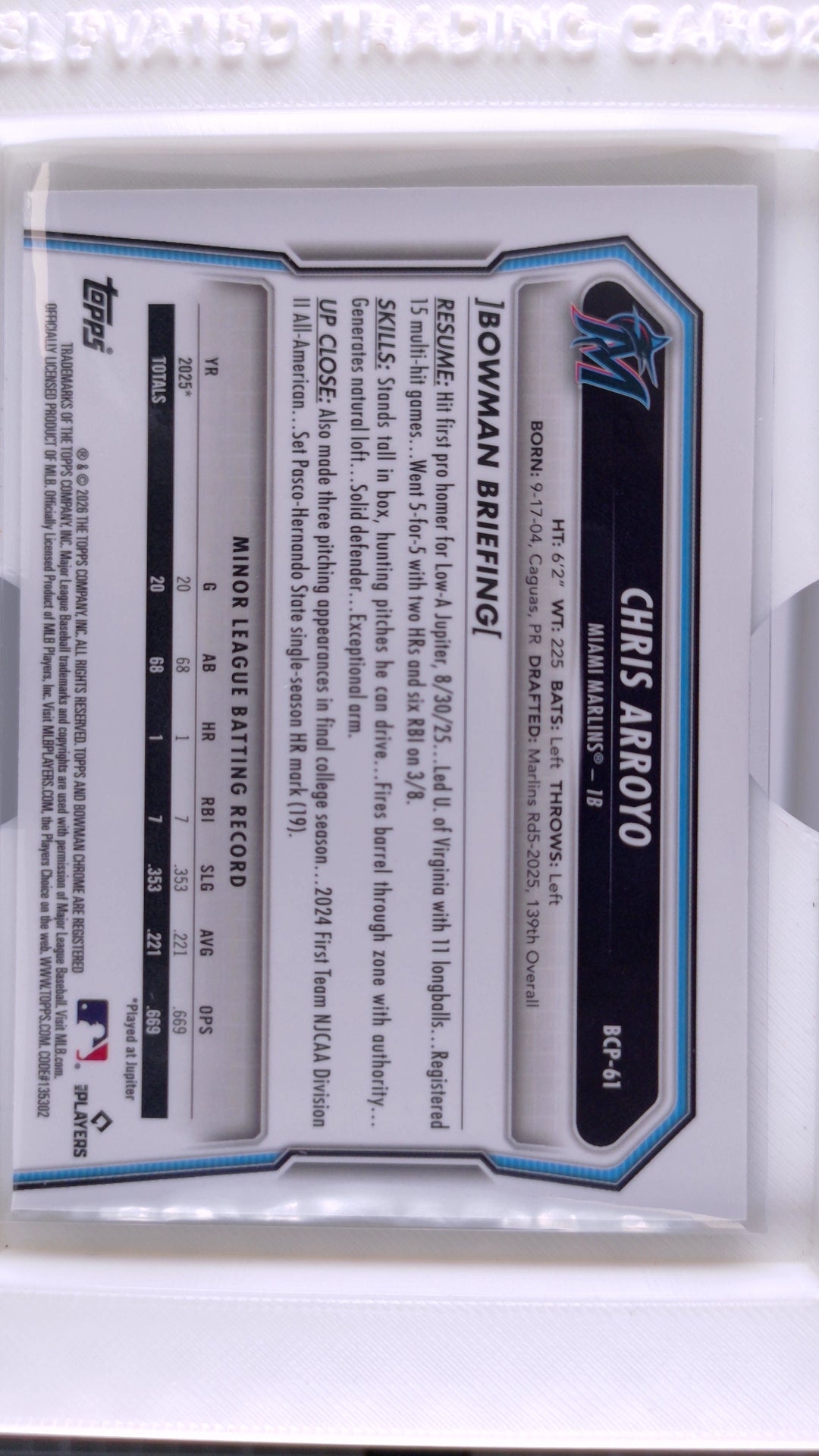 2026 Bowman Baseball Chris Arroyo 
