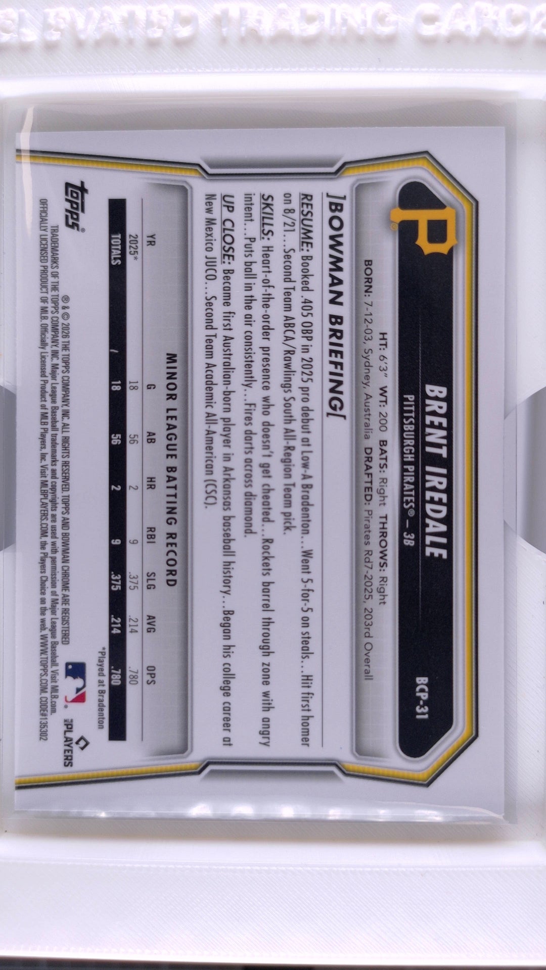 2026 Bowman Baseball Brent Iredale 