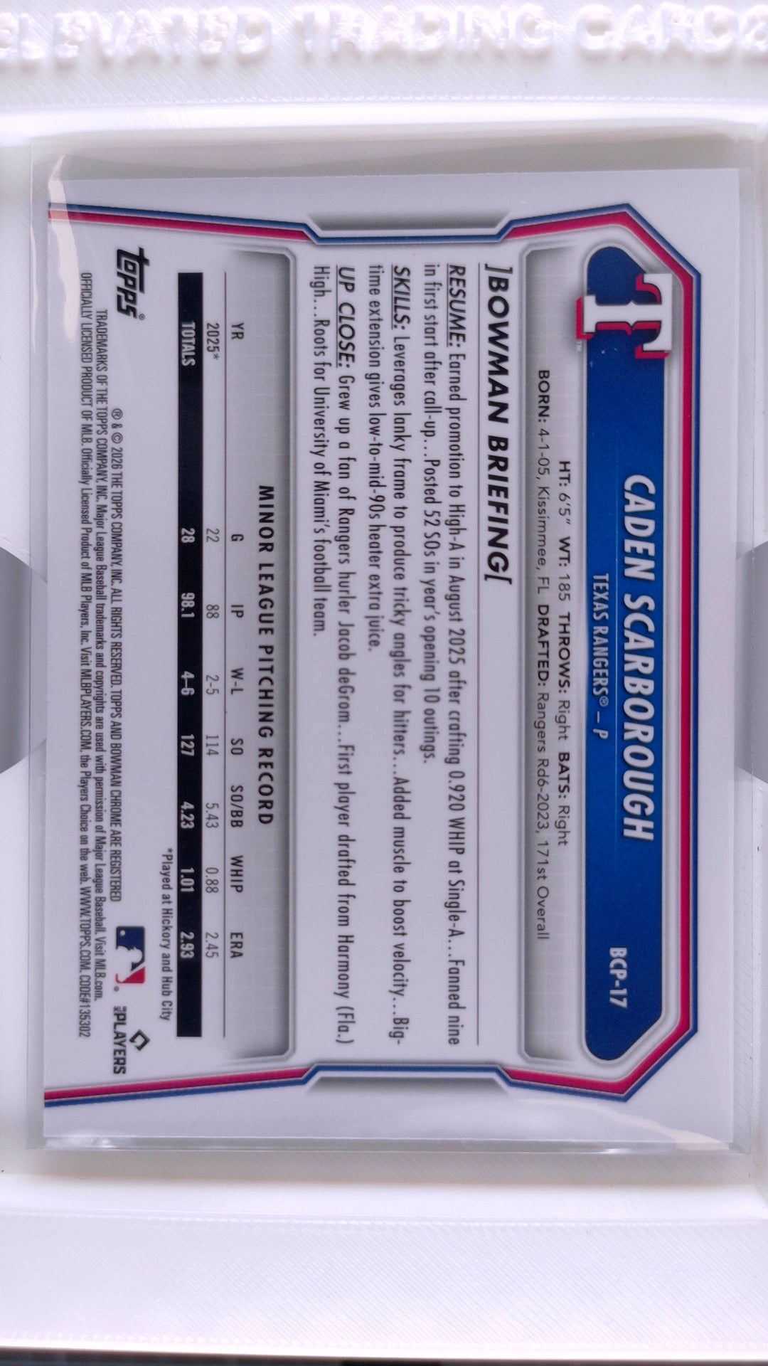 2026 Bowman Baseball Caden Scarborough 