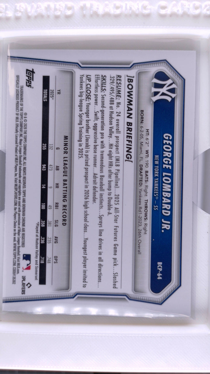 2026 Bowman Baseball George Lombard Jr. 