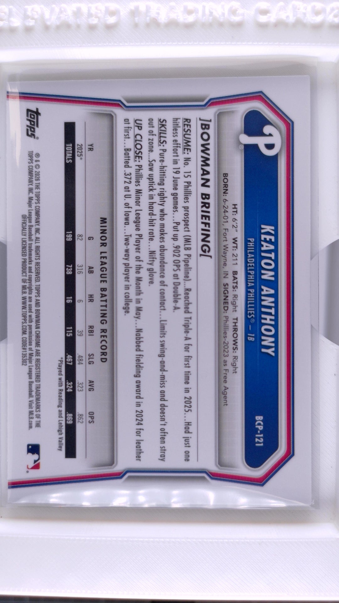 2026 Bowman Baseball Keaton Anthony 