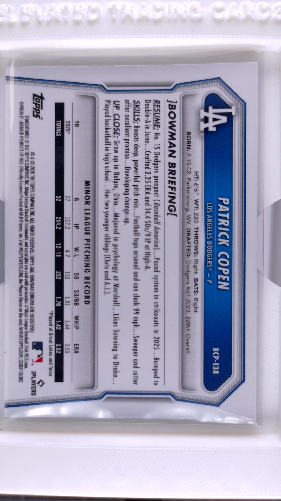 2026 Bowman Baseball Patrick Copen 