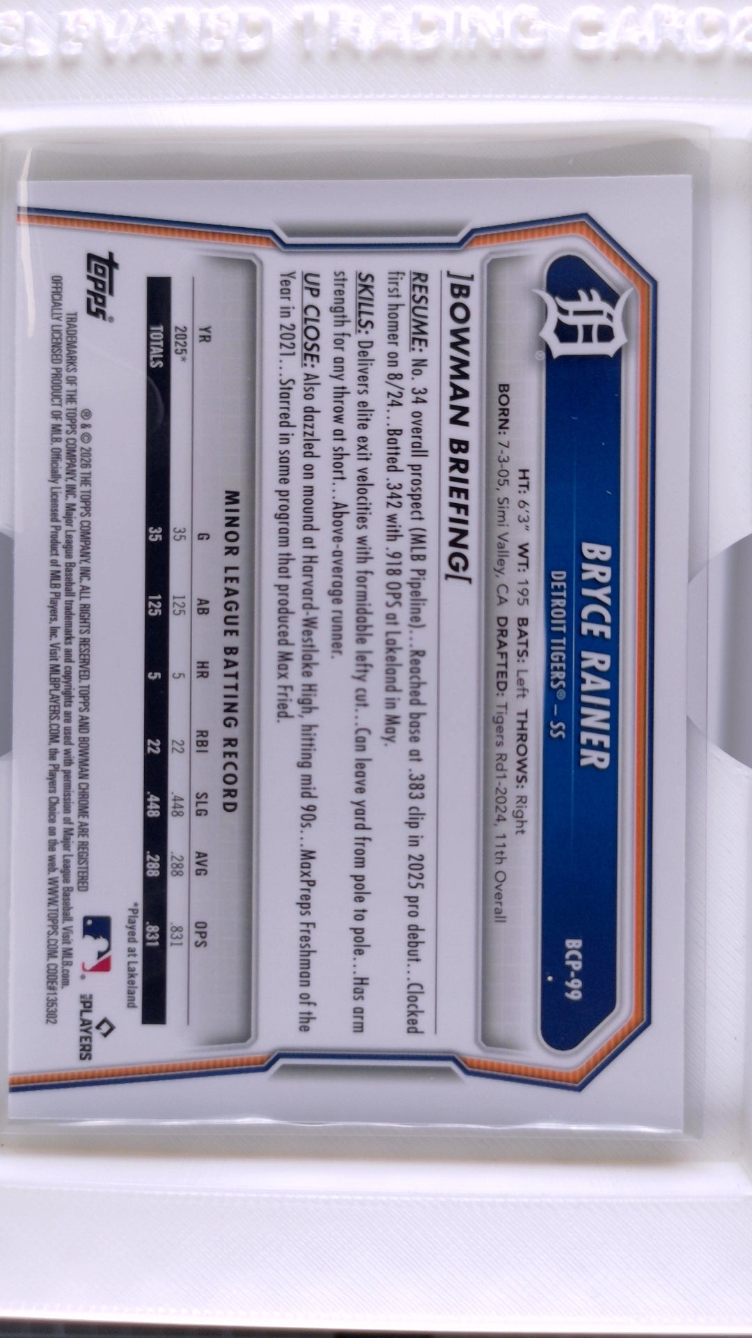 2026 Bowman Baseball Bryce Rainer 