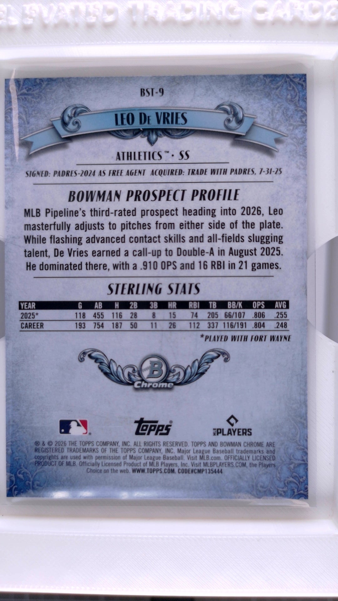 2026 Bowman Baseball Leo De Vries 