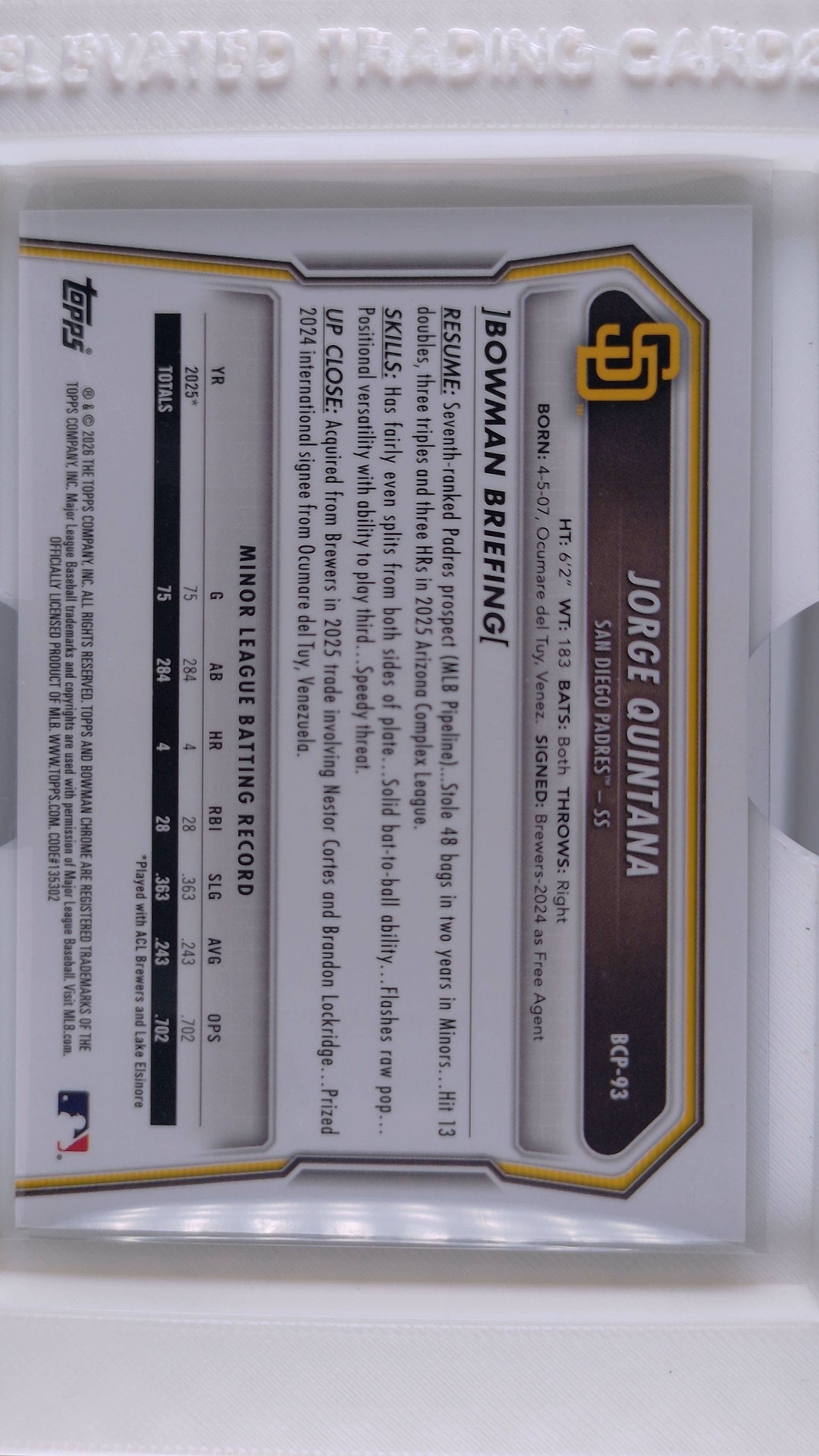 2026 Bowman Baseball Jorge Quintana 