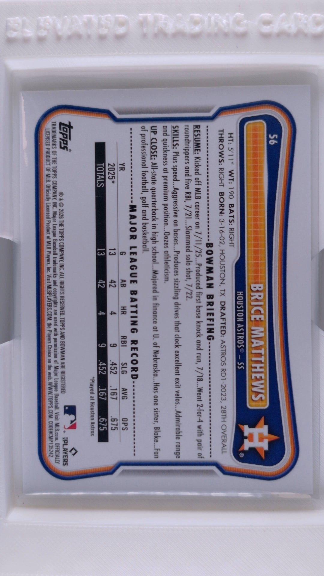 2026 Bowman Baseball Brice Matthews 