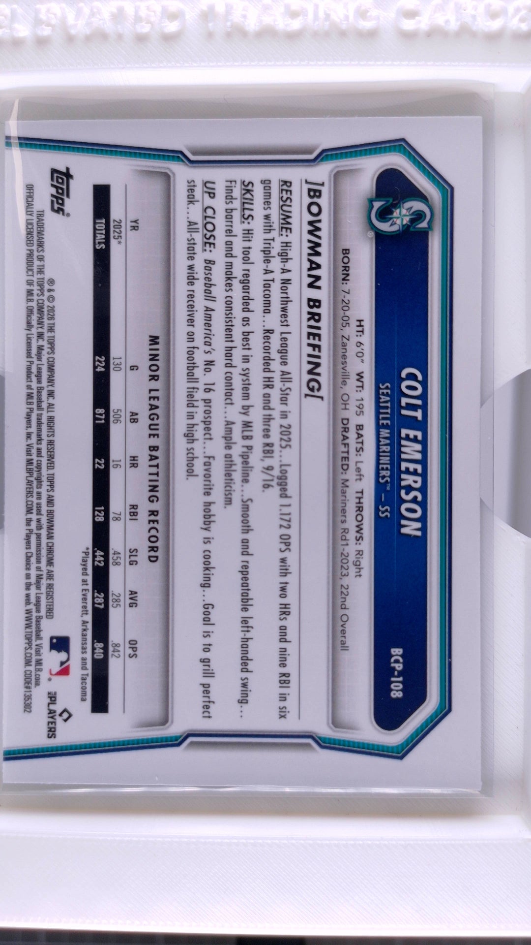 2026 Bowman Baseball Colt Emerson 