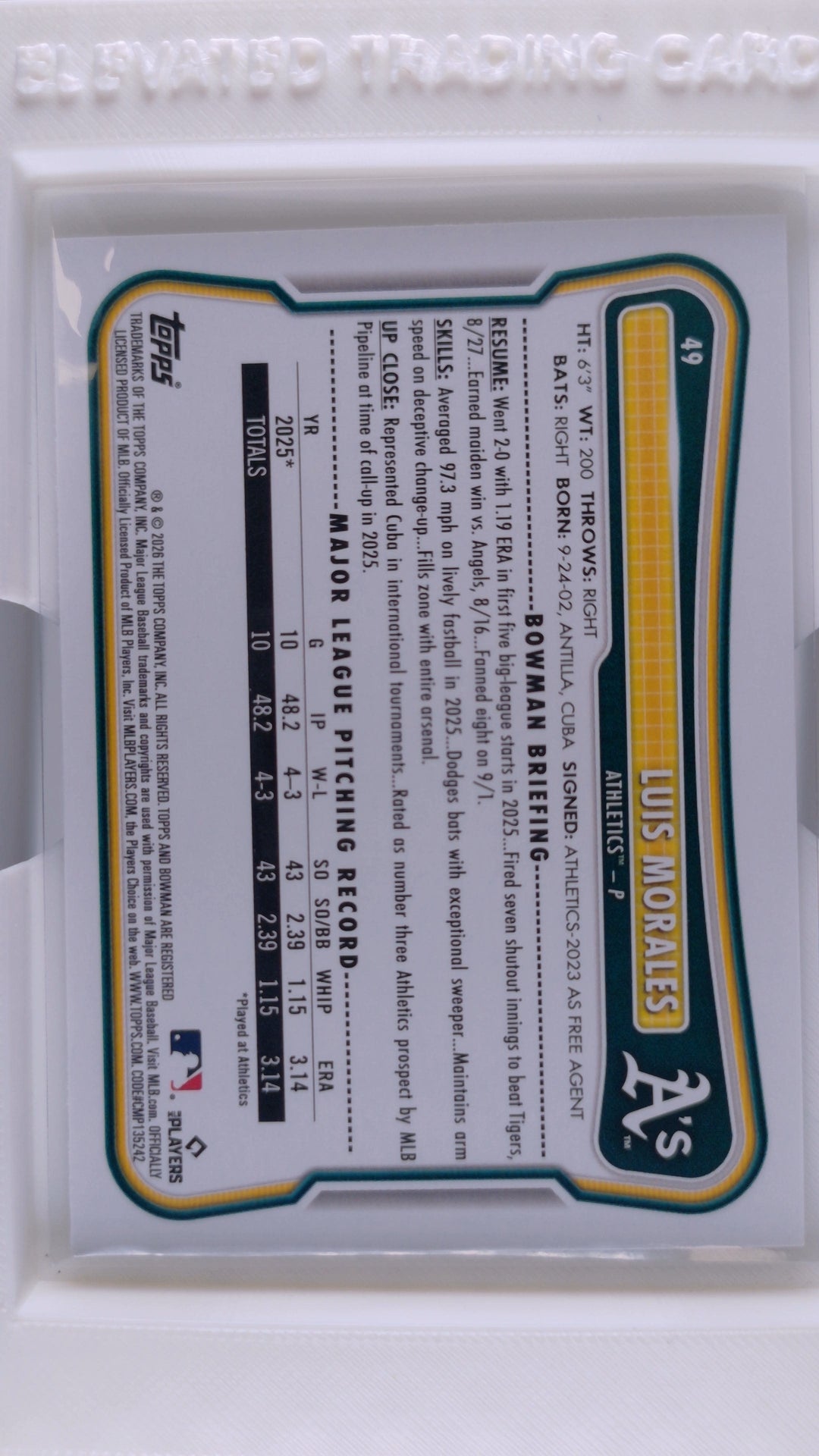 2026 Bowman Baseball Luis Morales 