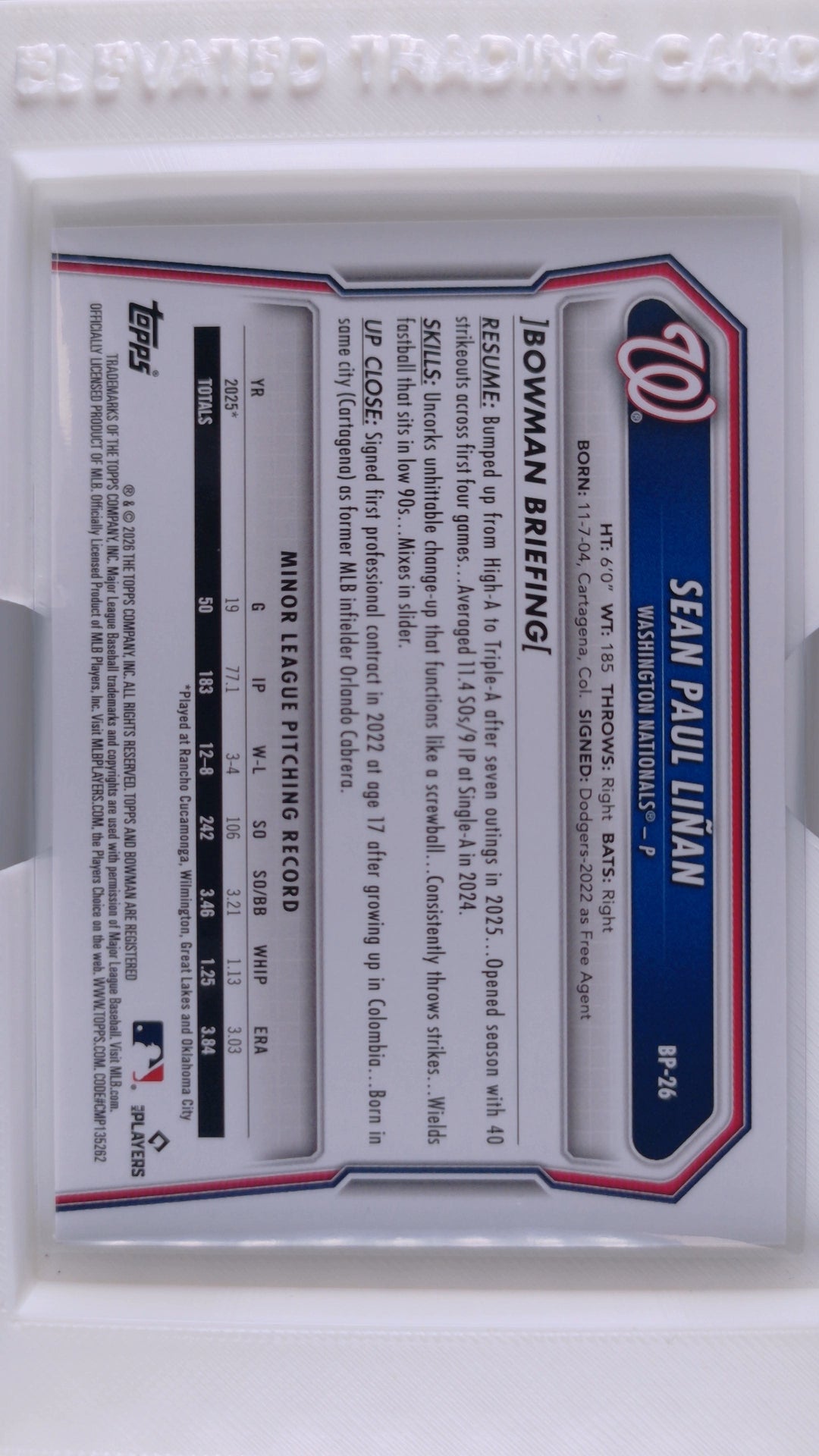 2026 Bowman Baseball Sean Paul Liñan 