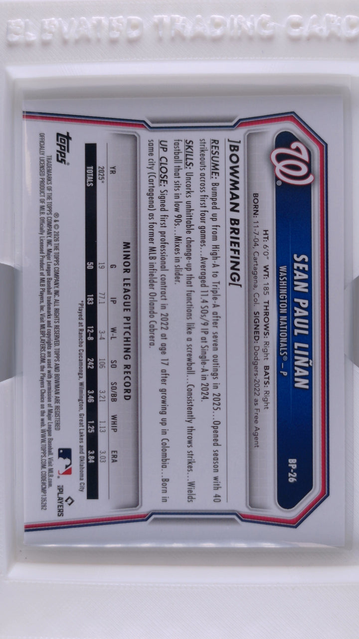 2026 Bowman Baseball Sean Paul Liñan 