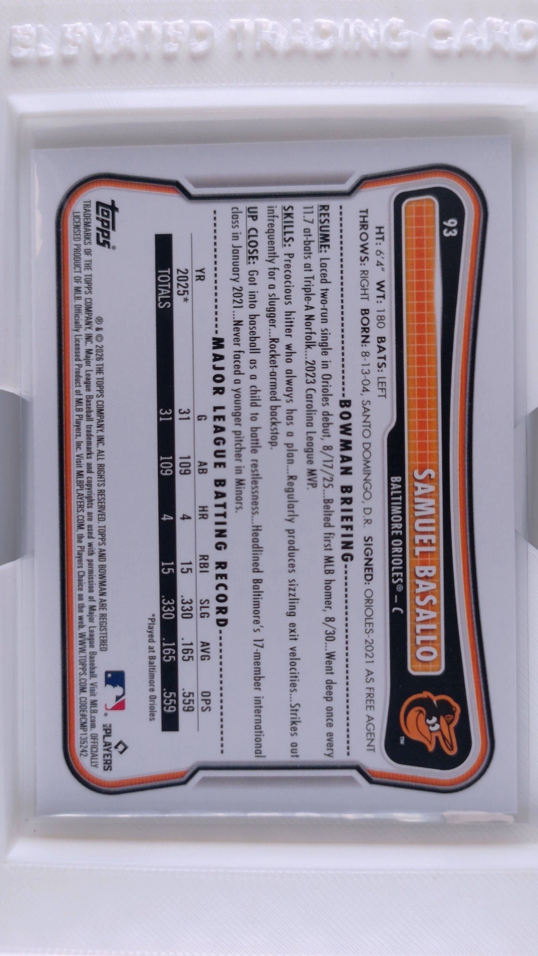 2026 Bowman Baseball Samuel Basallo 