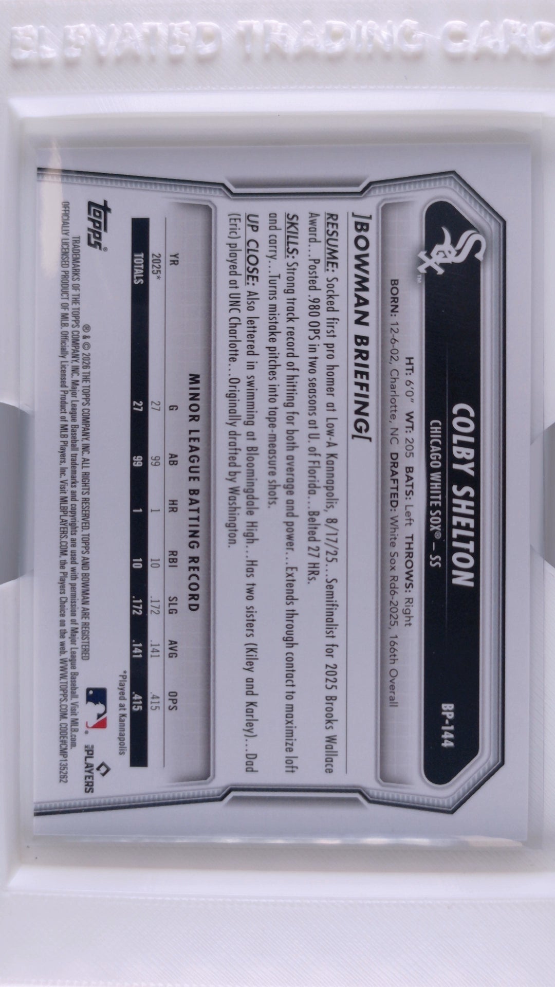 2026 Bowman Baseball Colby Shelton 