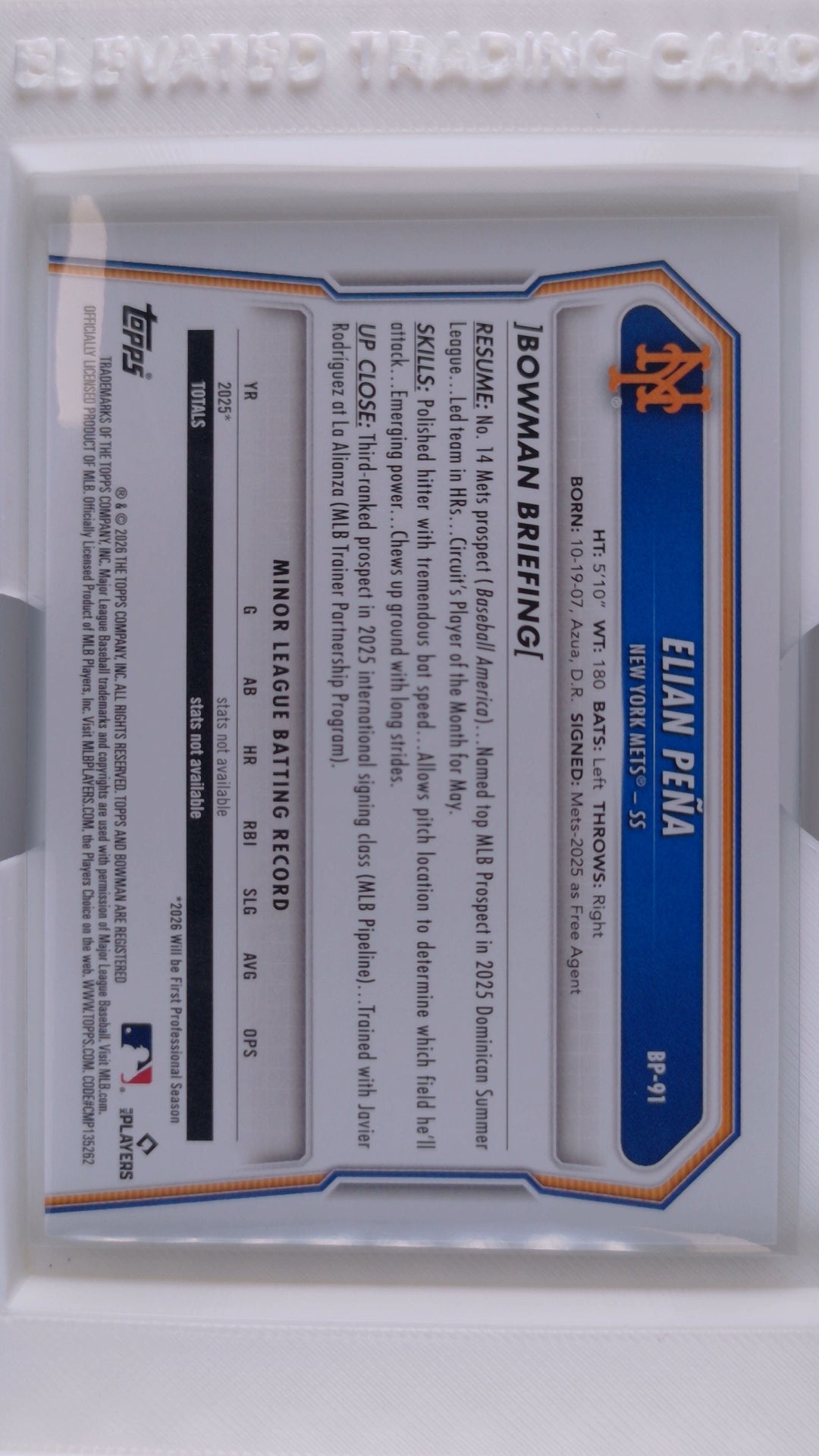 2026 Bowman Baseball Elian Peña 