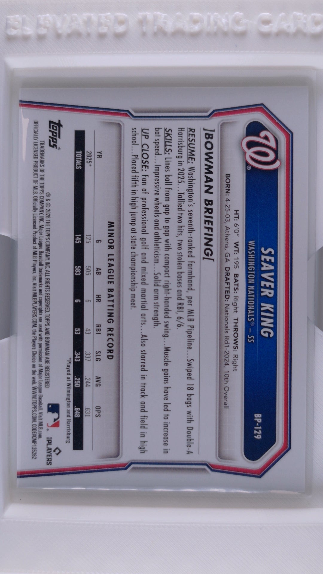 2026 Bowman Baseball Seaver King 