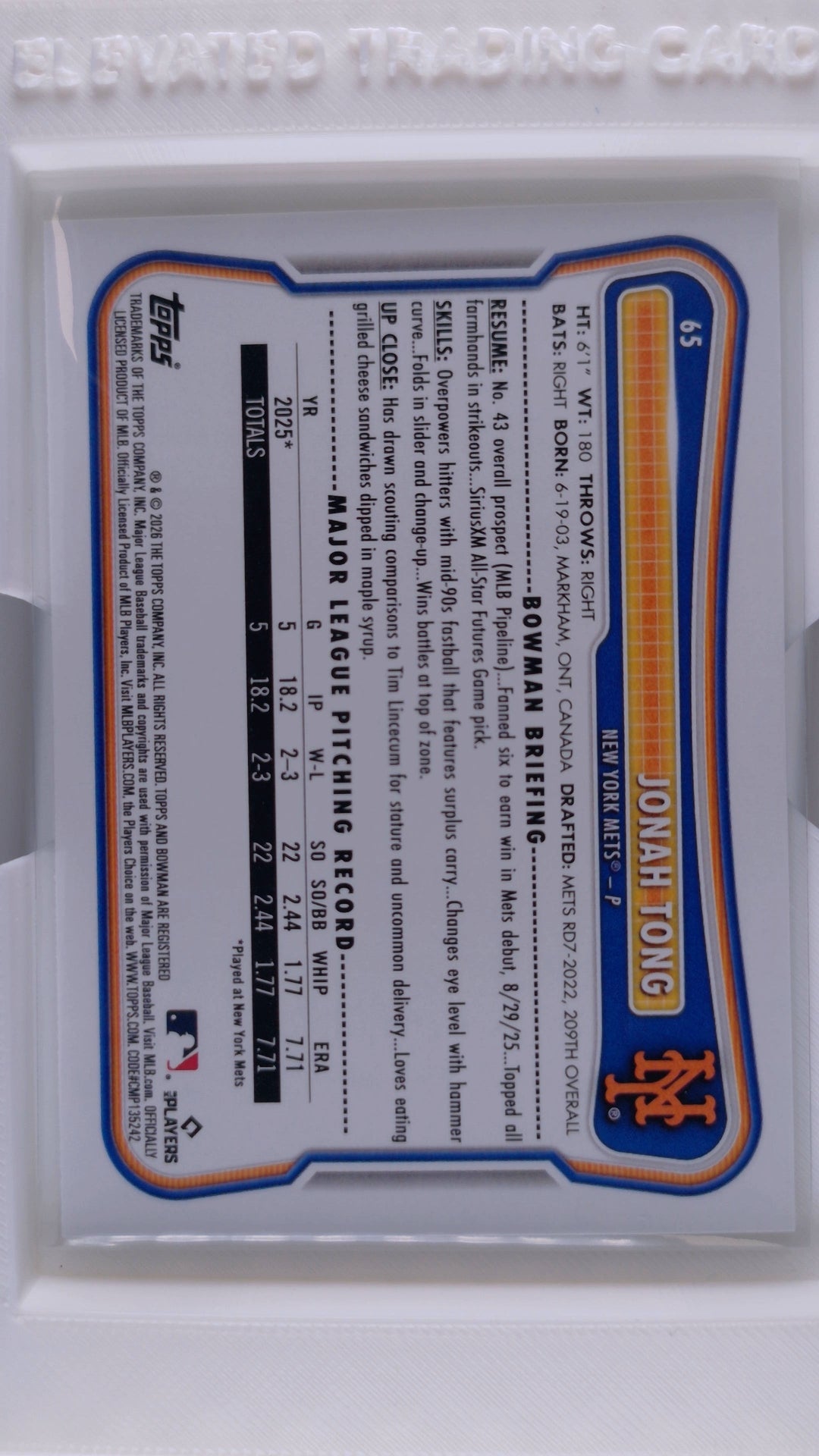 2026 Bowman Baseball Jonah Tong 