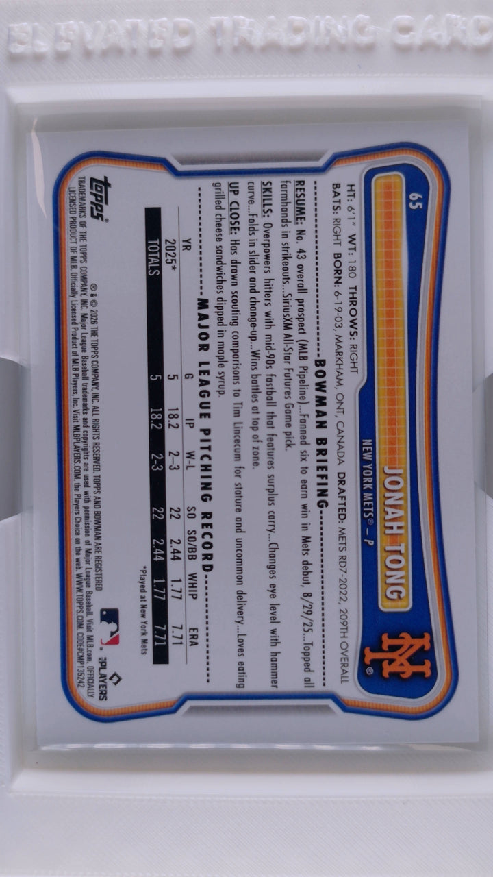 2026 Bowman Baseball Jonah Tong 