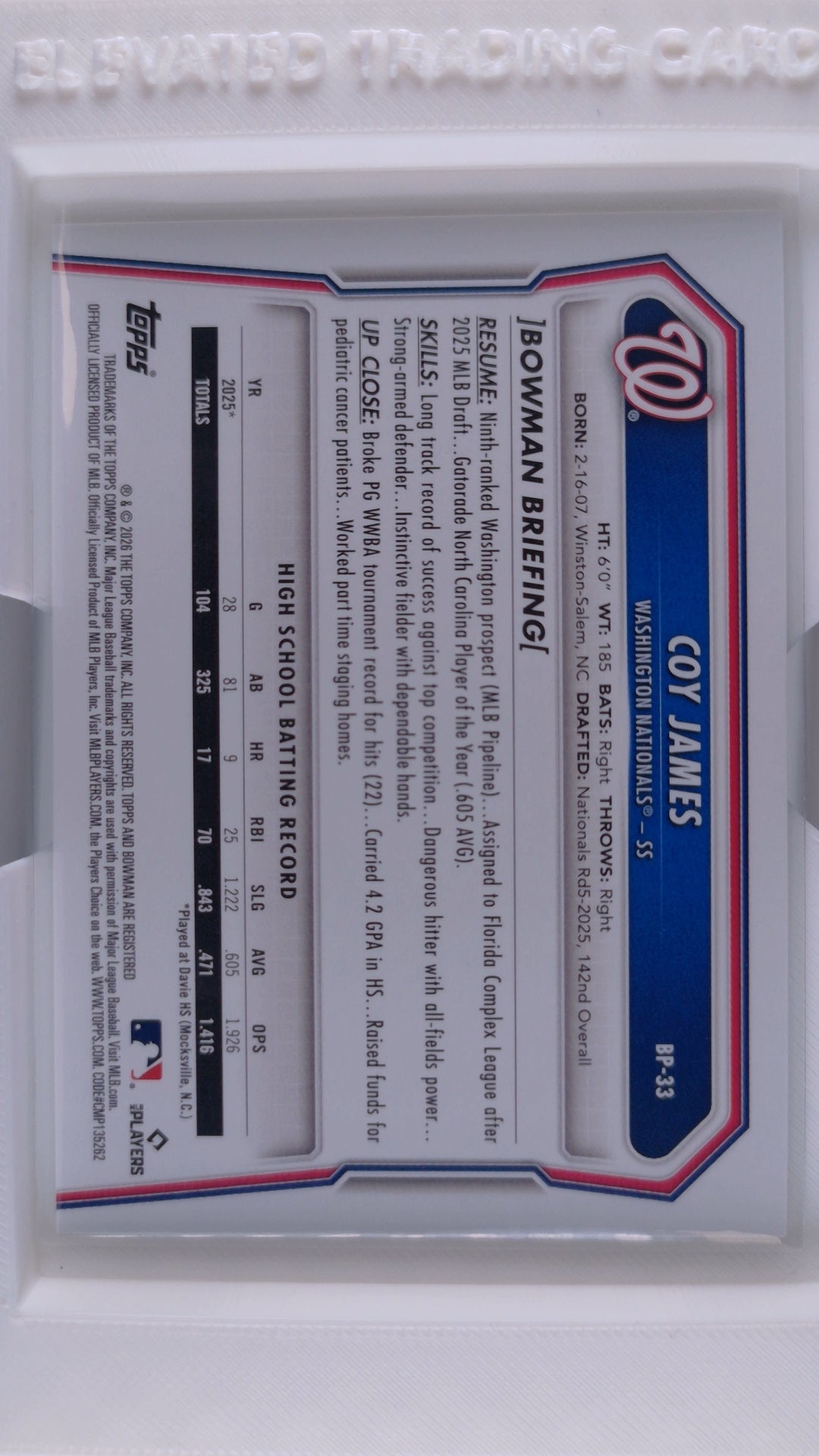 2026 Bowman Baseball Coy James 