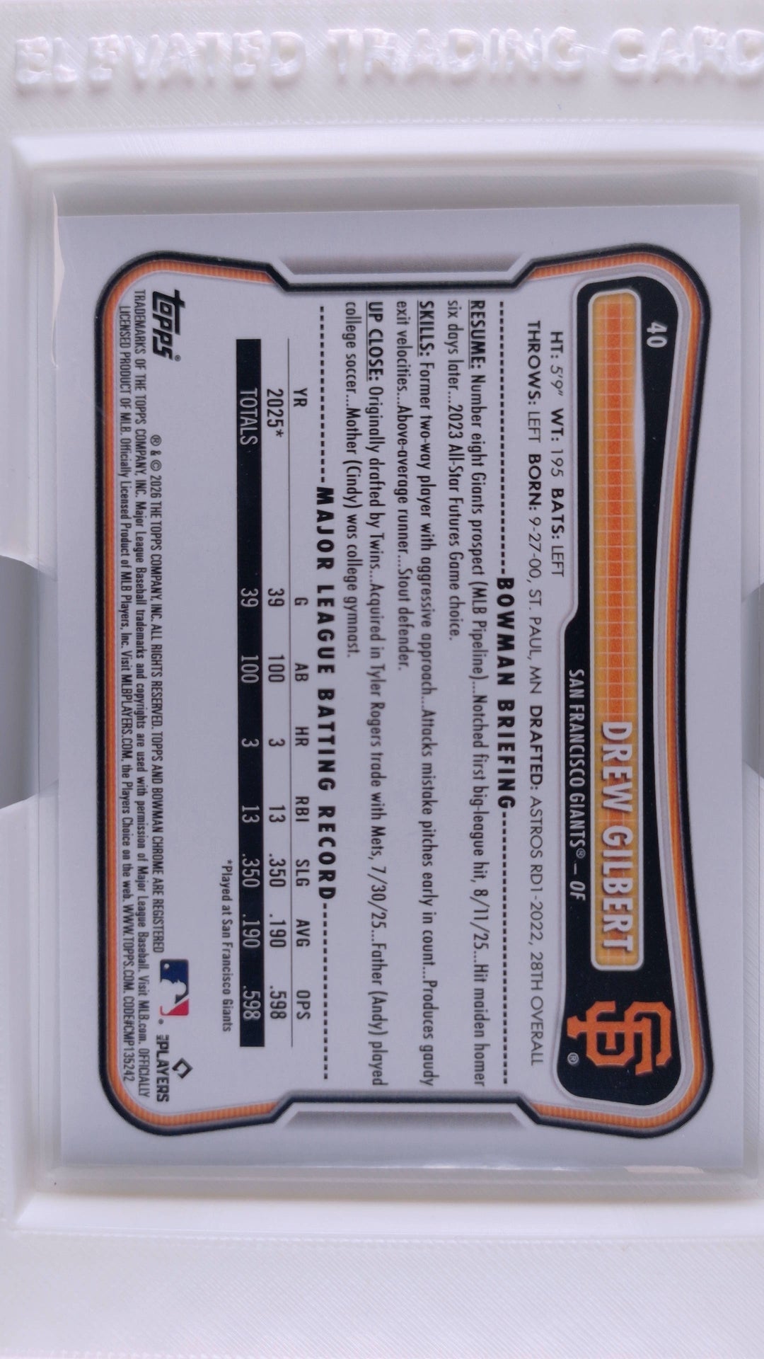 2026 Bowman Baseball Drew Gilbert 