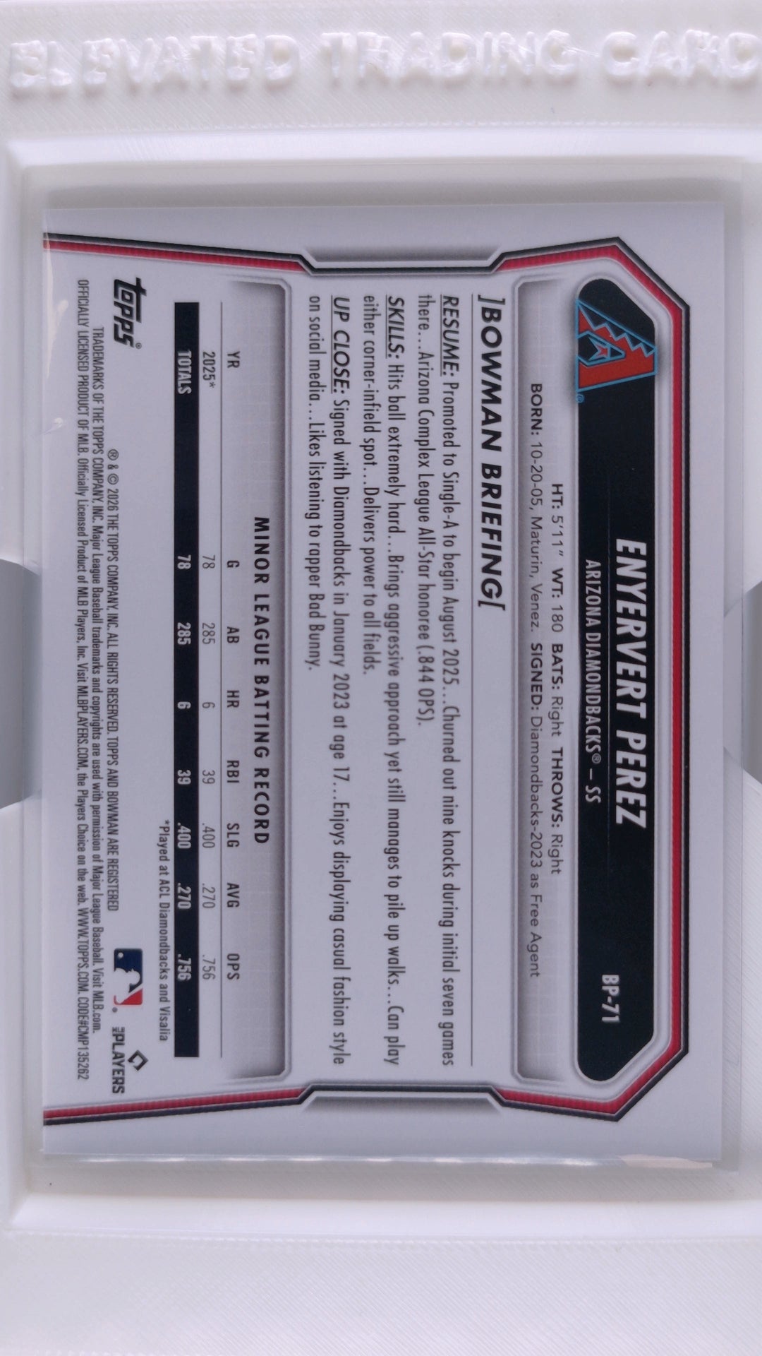 2026 Bowman Baseball Enyervert Perez 
