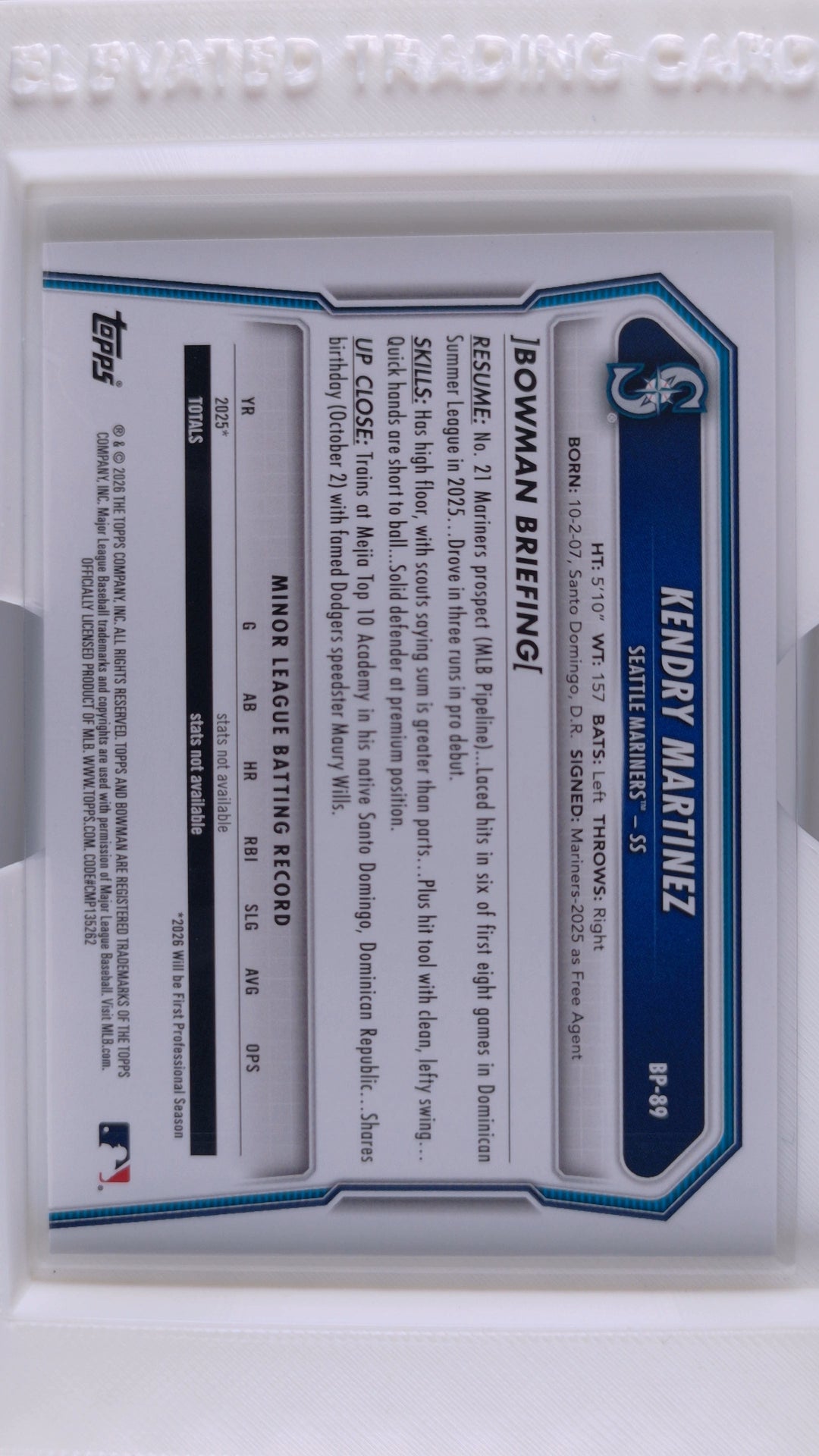 2026 Bowman Baseball Kendry Martinez 