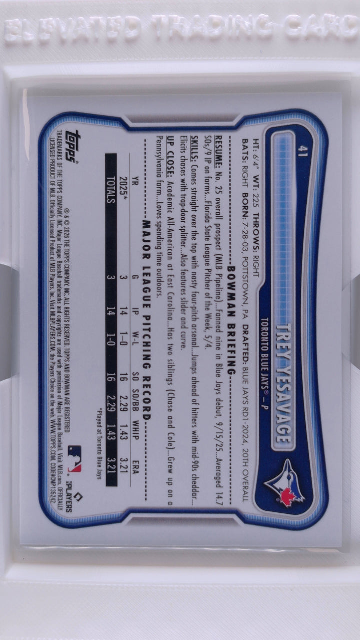 2026 Bowman Baseball Trey Yesavage 