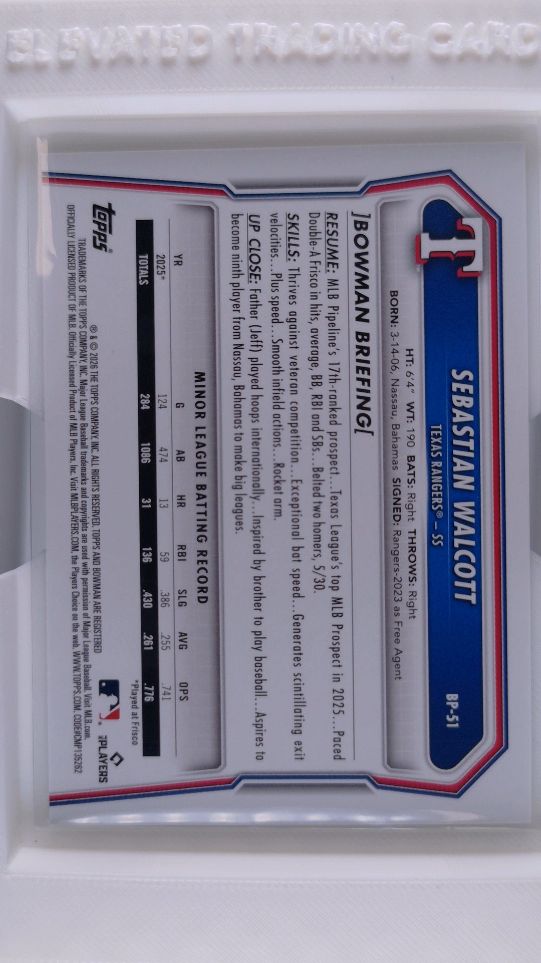2026 Bowman Baseball Sebastian Walcott 