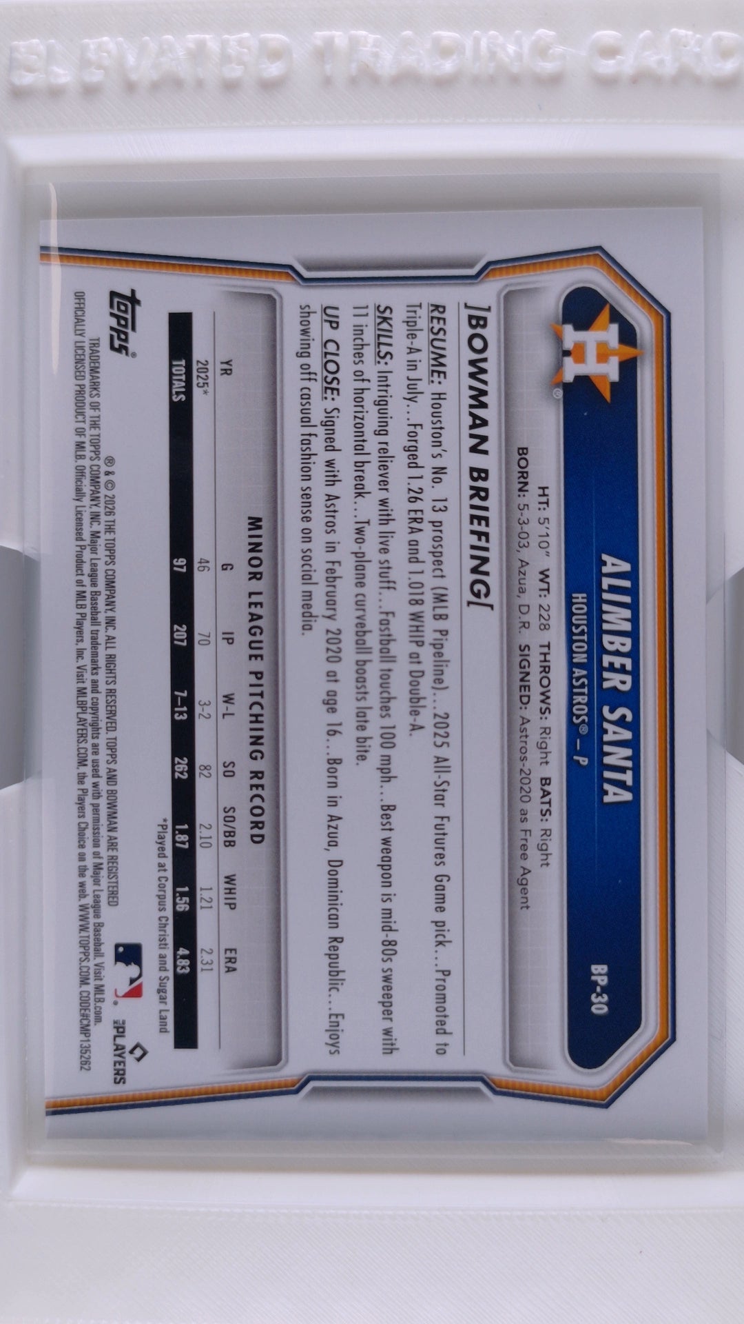 2026 Bowman Baseball Alimber Santa 