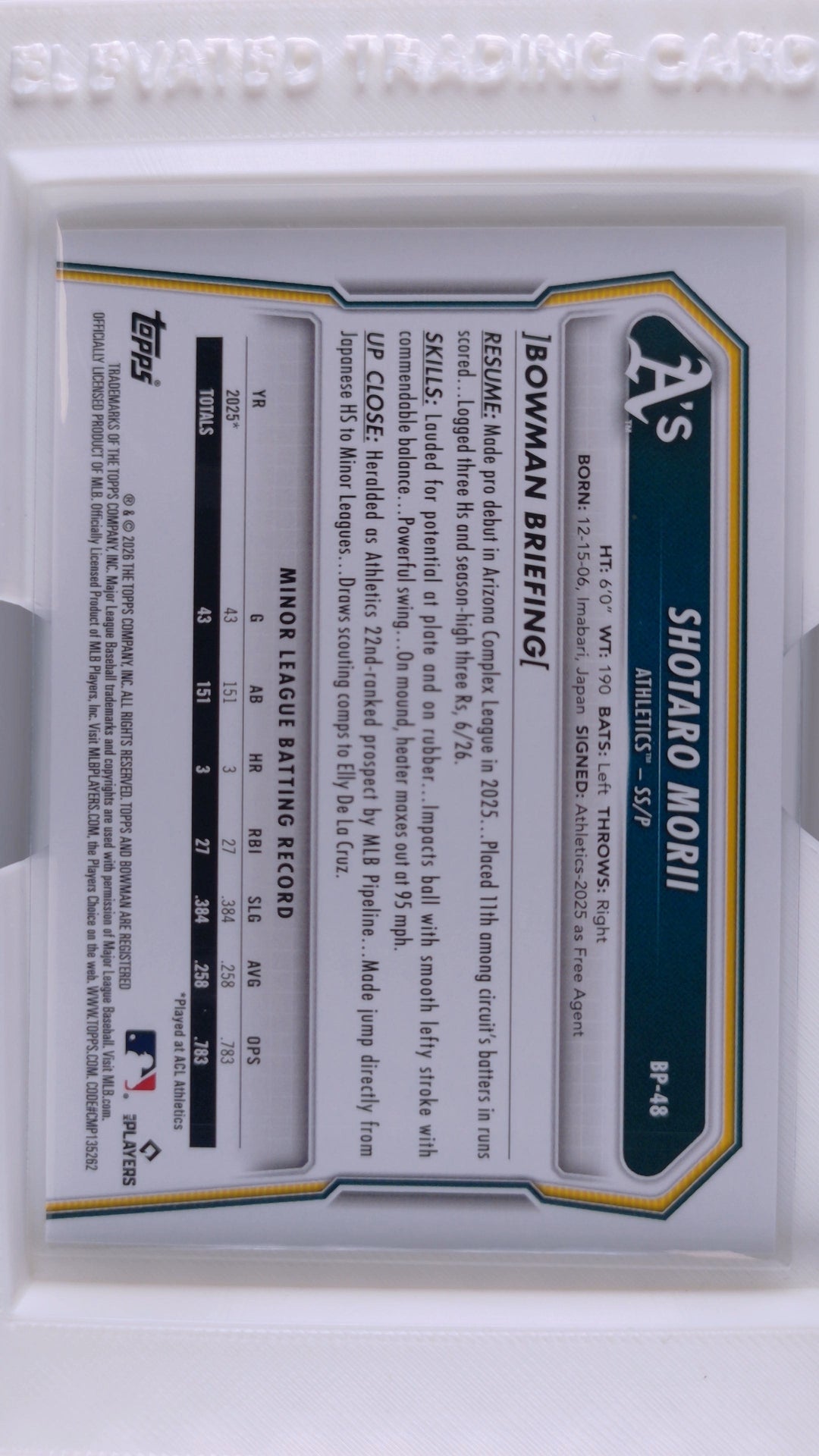 2026 Bowman Baseball Shotaro Morii 