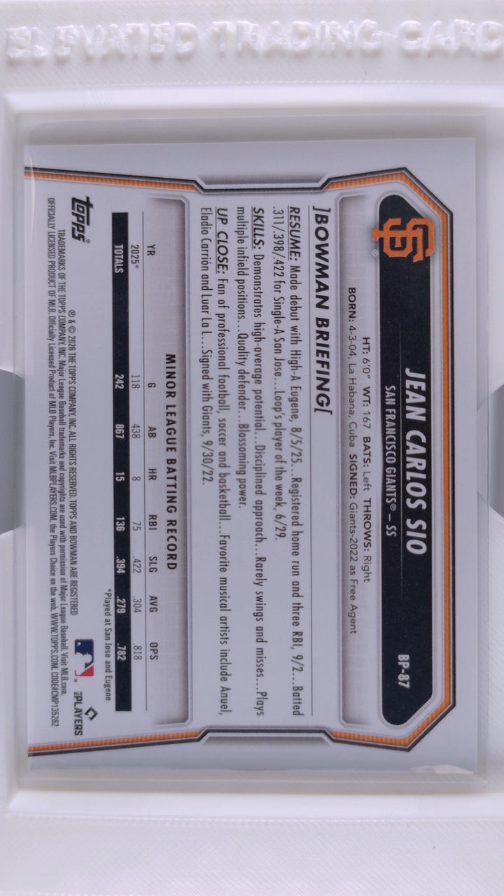 2026 Bowman Baseball Jean Carlos Sio 