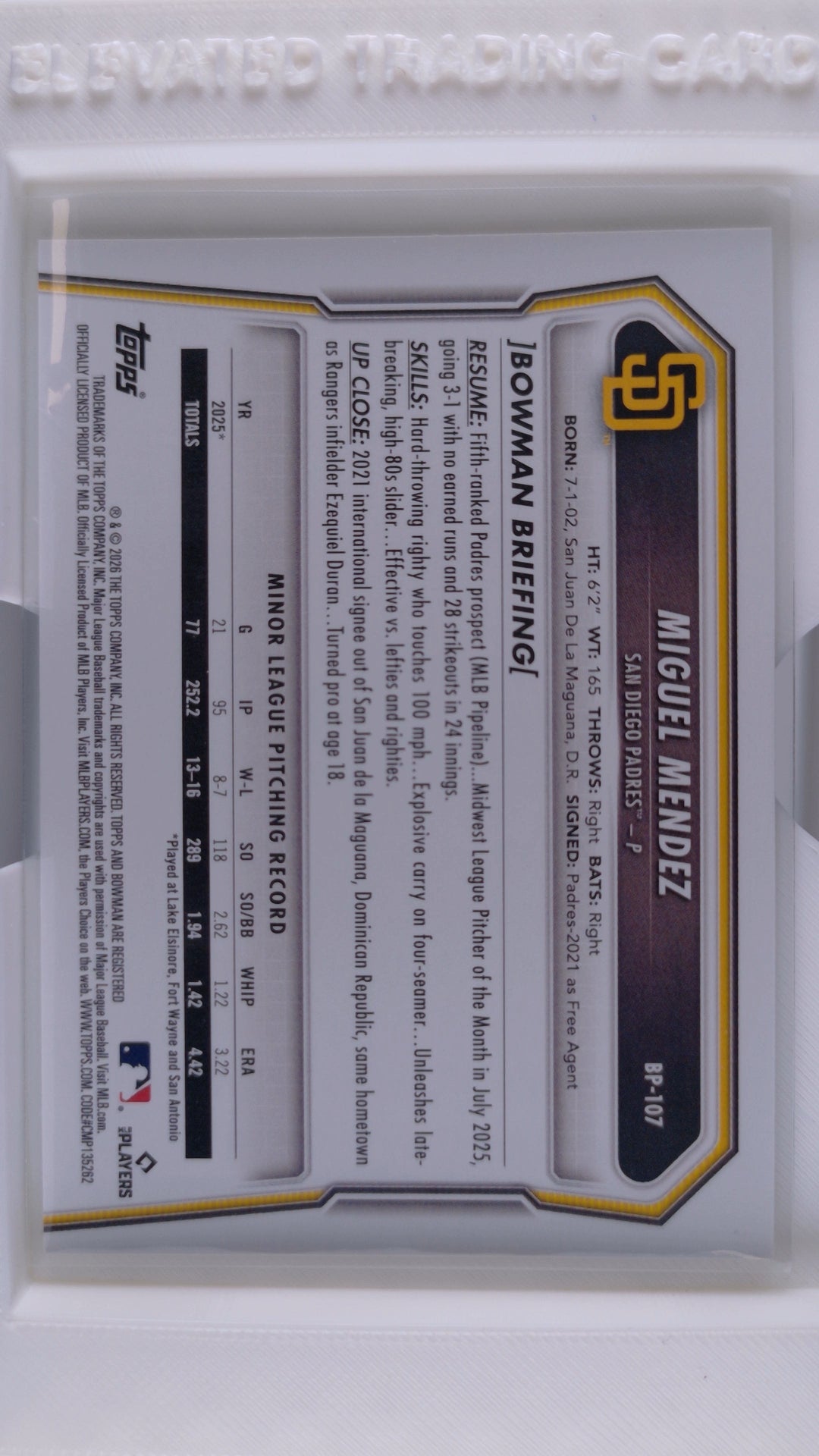 2026 Bowman Baseball Miguel Mendez 