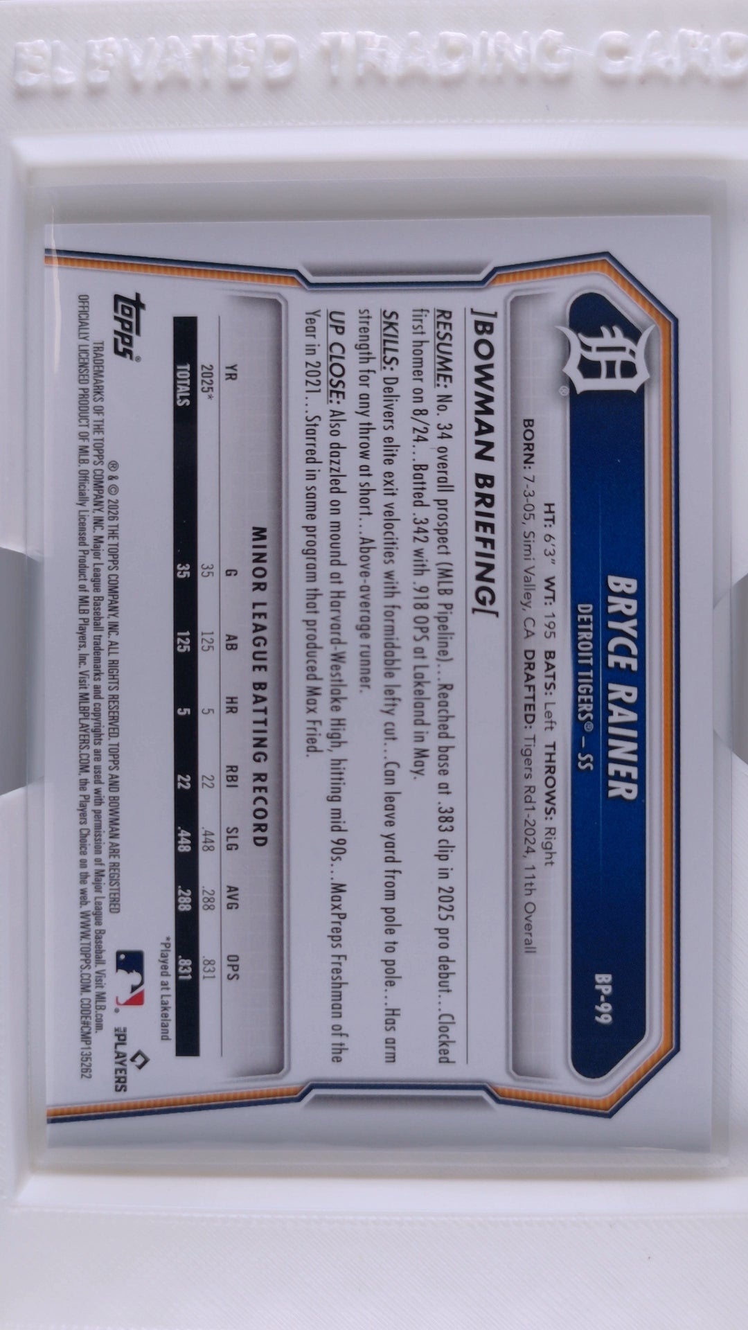 2026 Bowman Baseball Bryce Rainer 