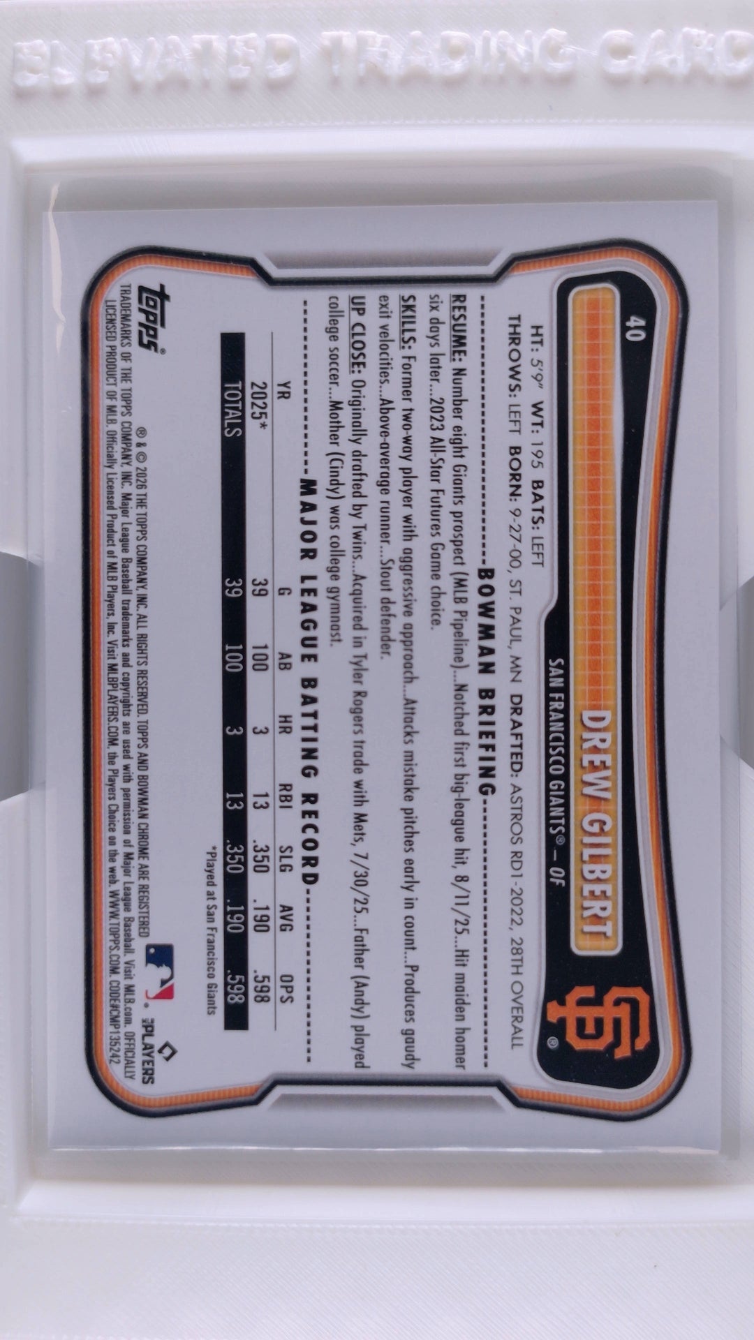 2026 Bowman Baseball Drew Gilbert 