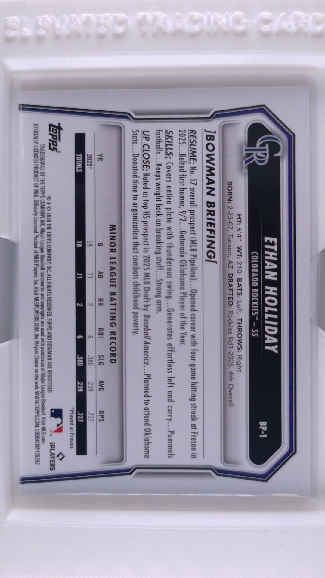 2026 Bowman Baseball Ethan Holliday 
