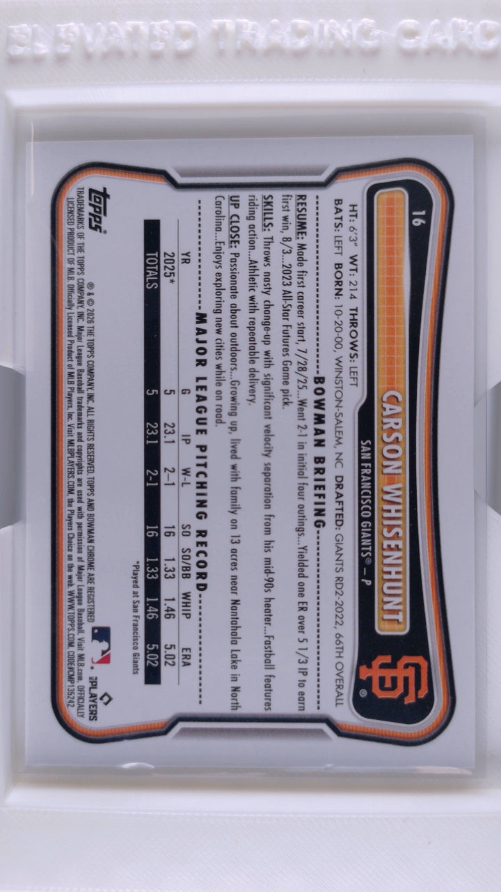 2026 Bowman Baseball Carson Whisenhunt 