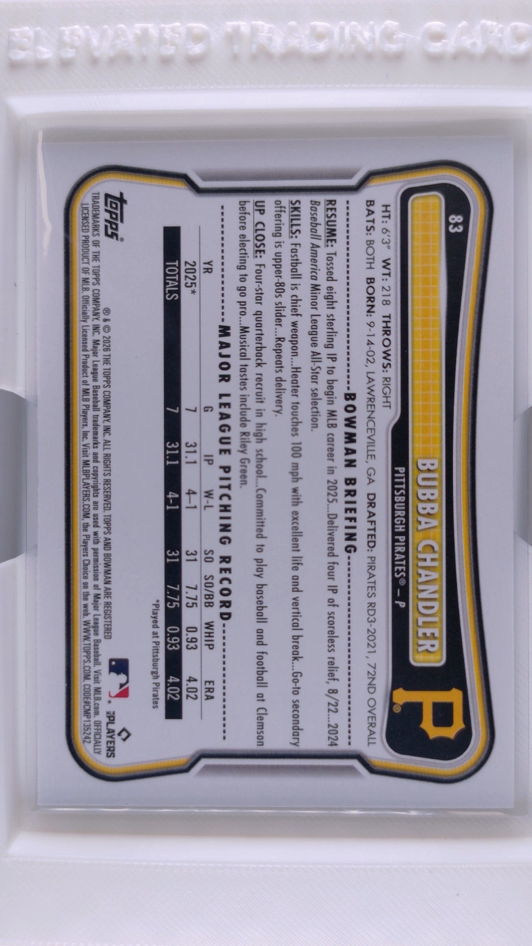 2026 Bowman Baseball Bubba Chandler 