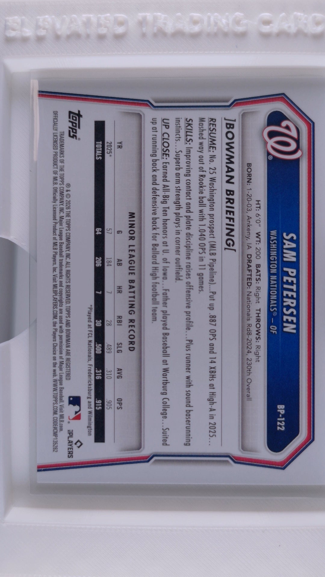 2026 Bowman Baseball Sam Petersen 
