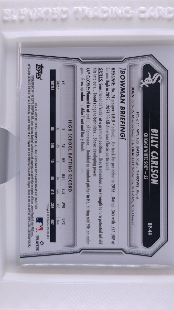 2026 Bowman Baseball Billy Carlson 