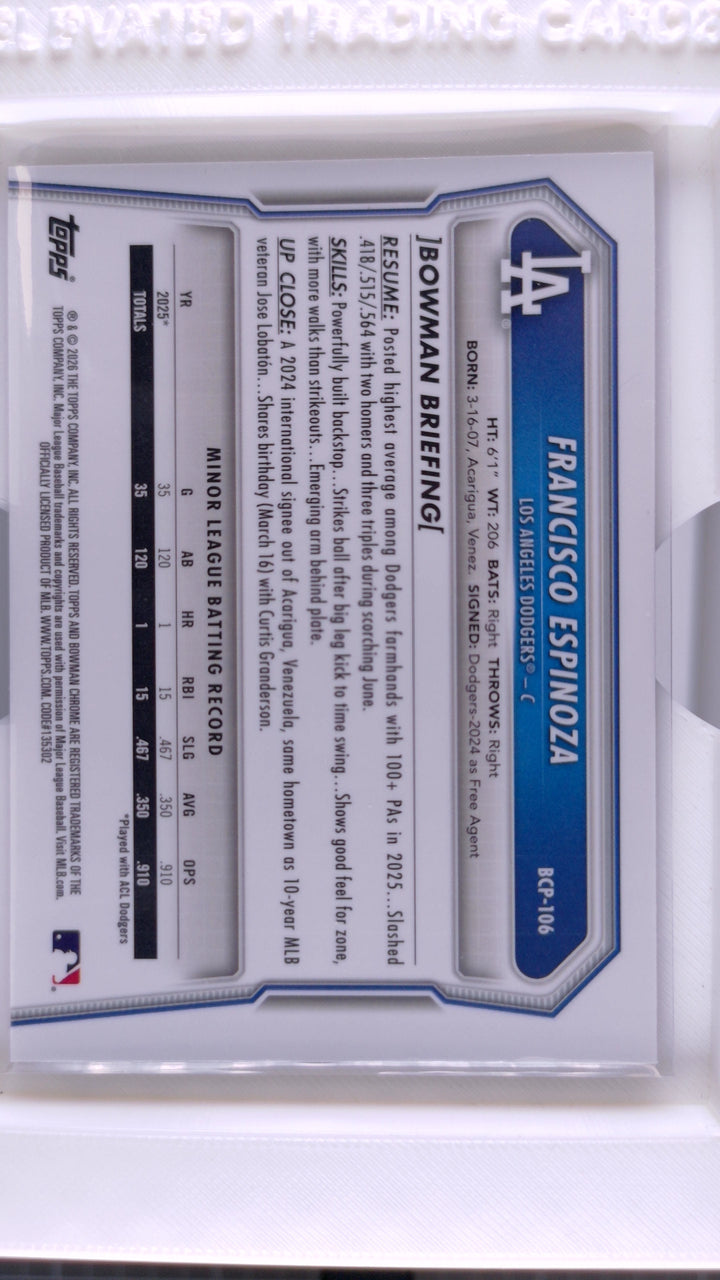 2026 Bowman Baseball Francisco Espinoza 